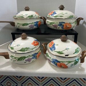 Vintage 1970’s 8 Piece Villeroy & Boch Amapola Enamel Metal German Cookware
